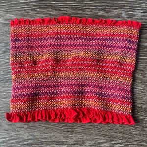 F21 Forever 21 red smocked tube top multi color